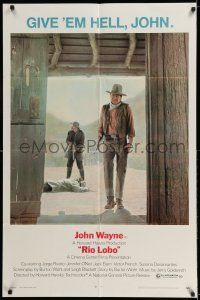 7t770 RIO LOBO 1sh '71 Howard Hawks, Give 'em Hell, John Wayne, great cowboy image!