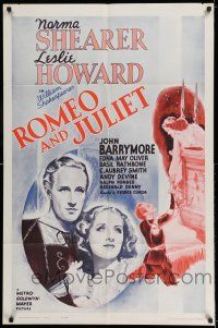 7t798 ROMEO & JULIET 1sh R62 Norma Shearer, Leslie Howard, John Barrymore, William Shakespeare