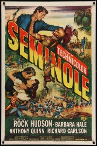 7t832 SEMINOLE 1sh '53 Rock Hudson, Native American Anthony Quinn, Barbara Hale, Budd Boetticher