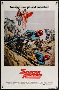 7t845 SIDECAR RACERS 1sh '75 motorcycle racing from Down Under, two guys, one girl, no brakes!