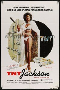 7t908 TNT JACKSON 1sh '74 John Solie art of Jeanne Bell, sexy black hit woman!