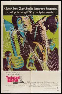 7t919 TWISTED NERVE 1sh '69 Hayley Mills, Roy Boulting English horror, cool psychedelic art!