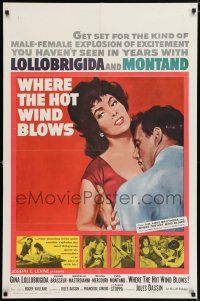 7t948 WHERE THE HOT WIND BLOWS 1sh '60 Jules Dassin's La Legge, art of sexy Gina Lollobrigida!