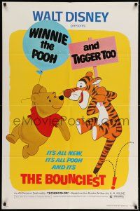 7t969 WINNIE THE POOH & TIGGER TOO 1sh '74 Walt Disney, characters created by A.A. Milne!