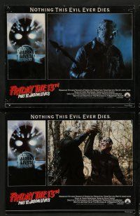 7w254 FRIDAY THE 13th PART VI 8 English LCs '86 Jason Lives, cool image of hockey mask & tombstone!