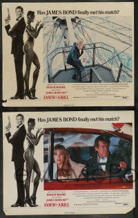 7w732 VIEW TO A KILL 8 English LCs '85 Roger Moore as James Bond 007, Grace Jones, Tanya Roberts!