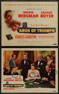 7w051 ARCH OF TRIUMPH 8 LCs '47 Ingrid Bergman, Charles Boyer, w/great casino gambling image!