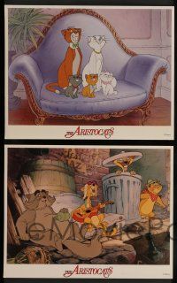 7w052 ARISTOCATS 8 LCs R87 Walt Disney feline jazz musical cartoon, great colorful images!