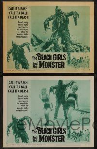 7w073 BEACH GIRLS & THE MONSTER 8 LCs '65 classic schlocky grade-Z movie, wacky monster in border!
