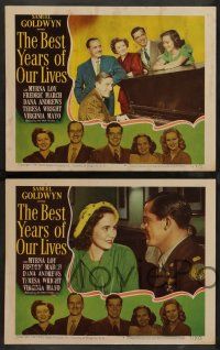 7w896 BEST YEARS OF OUR LIVES 4 LCs '47 William Wyler, all top cast shown, but barely Harold Russell