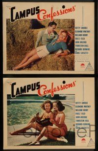 7w116 CAMPUS CONFESSIONS 8 LCs '38 sexy Betty Grable, Eleanore Whitney, William Henry & Luisetti!