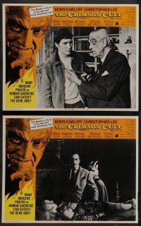 7w161 CRIMSON CULT 8 LCs '70 Boris Karloff, Christopher Lee, what can satisfy the devil-god?