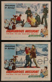 7w168 DANGEROUS MISSION 8 LCs '54 Victor Mature, Vincent Price, an avalanche of action!