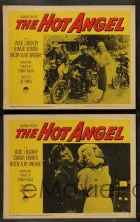 7w317 HOT ANGEL 8 LCs '58 teenage hot rod rebel gangs rip highways & skies w/thrills & terror!