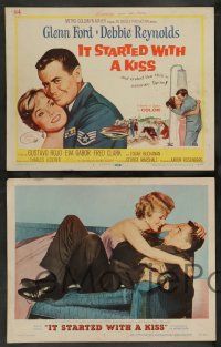7w347 IT STARTED WITH A KISS 8 LCs '59 romantic images of Glenn Ford & Debbie Reynolds in Spain!