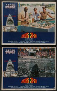 7w352 JAWS 3-D 8 LCs '83 Dennis Quaid, Bess Armstrong, Gossett Jr., the third dimension is terror!