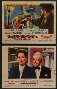 7w391 LISBON 8 LCs '56 Ray Milland & Maureen O'Hara in the city of intrigue & murder!