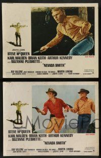 7w475 NEVADA SMITH 8 LCs '66 great images of cowboys Steve McQueen, Brian Keith, Karl Malden!