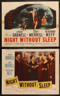 7w486 NIGHT WITHOUT SLEEP 8 LCs '52 Linda Darnell, terror that strangles the scream on your lips!
