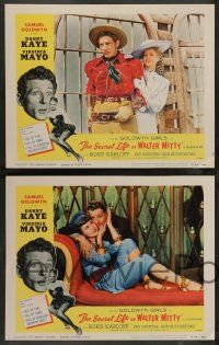 7w597 SECRET LIFE OF WALTER MITTY 8 LCs R55 Boris Karloff, Danny Kaye & sexy Virginia Mayo!