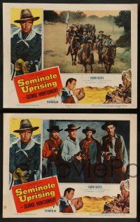 7w598 SEMINOLE UPRISING 8 LCs '55 cavalry officer George Montgomery vs. Native American Indians!