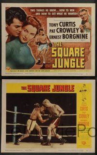 7w638 SQUARE JUNGLE 8 LCs '56 Pat Crowley, Borgnine, boxing Tony Curtis fighting in the ring!