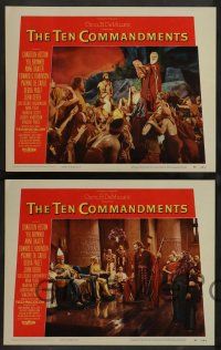 7w668 TEN COMMANDMENTS 8 LCs '56 Cecil B. DeMille classic starring Charlton Heston as Moses!