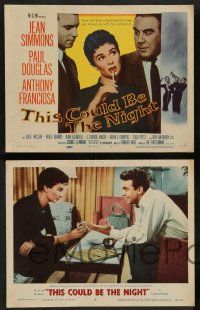 7w681 THIS COULD BE THE NIGHT 8 LCs '57 sexy Jean Simmons, Paul Douglas & Anthony Franciosa!