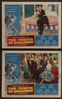 7w711 TWO TICKETS TO BROADWAY 8 LCs '51 Janet Leigh, Tony Martin, Howard Hughes produced musical!