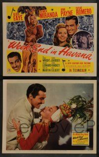 7w749 WEEK-END IN HAVANA 8 LCs '41 Alice Faye, John Payne, Carmen Miranda & Cesar Romero!