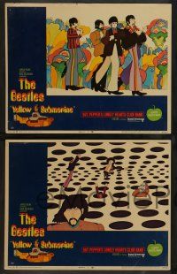 7w789 YELLOW SUBMARINE 8 LCs '68 psychedelic cartoon images of Beatles John, Paul, Ringo & George!