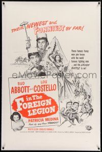 7x003 ABBOTT & COSTELLO IN THE FOREIGN LEGION linen military 1sh R60s wacky art of Bud & Lou!