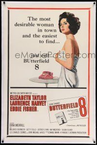 7x062 BUTTERFIELD 8 linen 1sh '60 call girl Elizabeth Taylor is most desirable and easiest to find!
