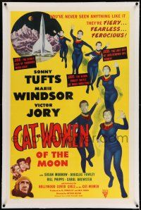 7x076 CAT-WOMEN OF THE MOON linen 1sh '53 campy cult classic, they're fiery, fearless & ferocious!