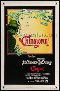 7x081 CHINATOWN linen 1sh '74 art of Jack Nicholson & Faye Dunaway by Jim Pearsall, Roman Polanski