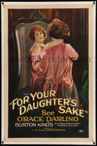 7x092 COMMON SIN linen 1sh R22 stone litho of abused Grace Darling, For Your Daughter's Sake!
