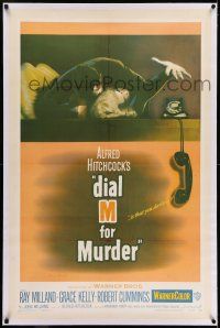 7x106 DIAL M FOR MURDER linen 1sh '54 Alfred Hitchcock, attacked Grace Kelly reaches for phone!
