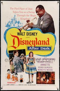 7x112 DISNEYLAND AFTER DARK linen 1sh '63 great image of Louis Armstrong playing the trumpet!