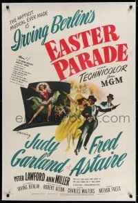 7x119 EASTER PARADE linen style D 1sh '48 art of Judy Garland & Fred Astaire, Irving Berlin musical