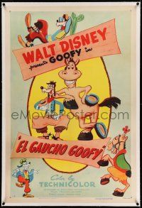 7x122 EL GAUCHO GOOFY linen 1sh R55 Disney, great artwork images of cowboy Goofy & his horse!