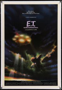 7x117 E.T. THE EXTRA TERRESTRIAL linen advance 1sh '82 best different spaceship in clouds image!