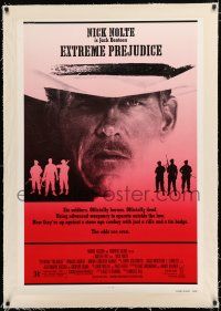 7x126 EXTREME PREJUDICE linen 1sh '86 cool close-up of cowboy Nick Nolte, Walter Hill directed!