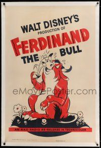 7x130 FERDINAND THE BULL linen 1sh R49 Walt Disney cartoon, Best Short Subject Academy Award winner!
