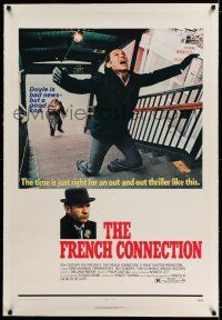 7x134 FRENCH CONNECTION linen 1sh '71 Gene Hackman in movie chase climax, directed by Friedkin!