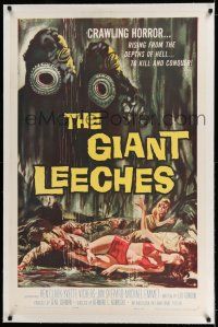 7x144 GIANT LEECHES linen 1sh '59 rising from the depths of Hell to kill and conquer, great art!