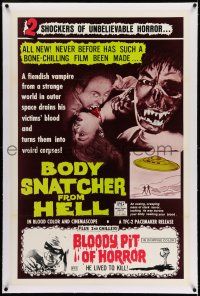 7x150 GOKE, BODY SNATCHER FROM HELL/BLOODY PIT OF HORROR linen 1sh '70s unbelievable horror!