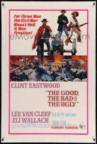7x153 GOOD, THE BAD & THE UGLY linen 1sh '68 Clint Eastwood, Lee Van Cleef, Wallach, Leone classic!