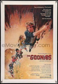 7x154 GOONIES linen 1sh '85 Josh Brolin, teen adventure classic, wonderful Drew Struzan art!