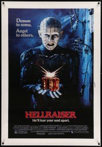 7x171 HELLRAISER linen 1sh '87 Clive Barker horror cult classic, Pinhead will tear your soul apart!