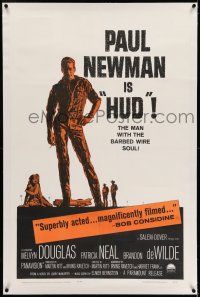 7x183 HUD linen 1sh '63 Paul Newman is the man with the barbed wire soul, Martin Ritt classic!